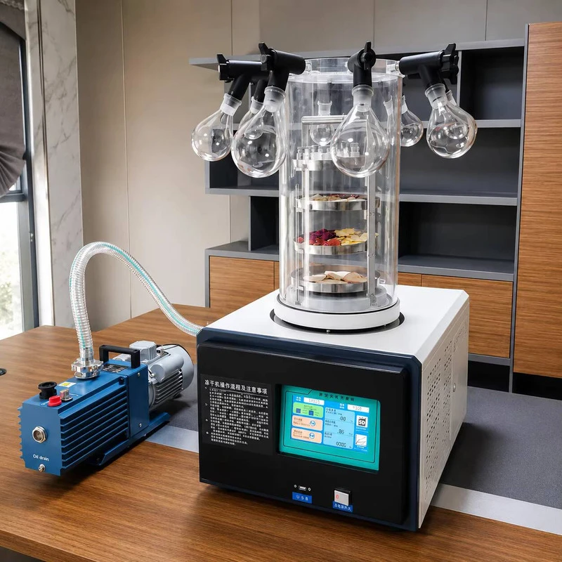 Low Price Nathi Laboratory Vacuum Freeze Dryer 0.1 Square Meter -55 Degree Cold Trap 2L/S Pumping Speed USB Interface For Sample