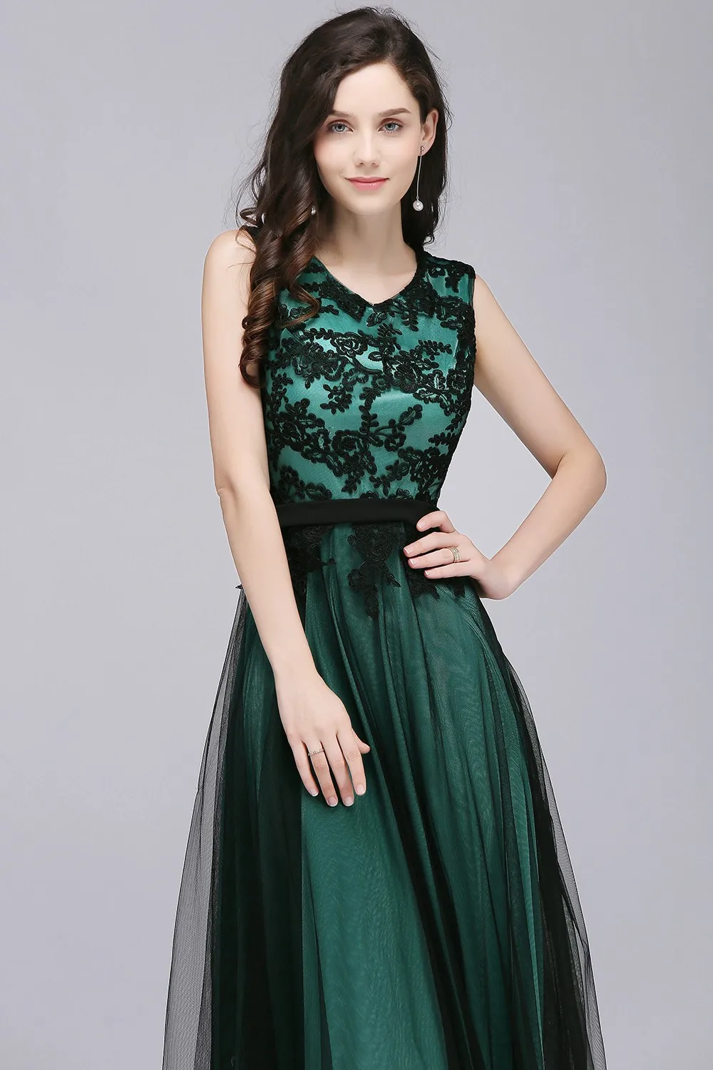 BABYONLINE Monther of Bridal Dress Sleeveless Lace Floral Corest and Floor Tulle A Line Maxi Skirt Evening Fomral Party Gown