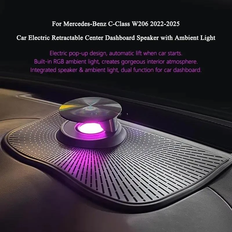 Car Electric Retractable Center Dashboard Speaker with Ambient Light for C-Class W206 2022-2025 Atmosphere Lamp