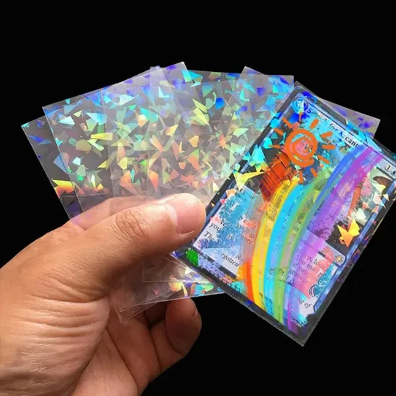 66x91mm Laser Hologram Card Sleeves Shatter Glass Pattern, Waterproof Clear Trading Card Protector for Collectible Gaming Cards view 3