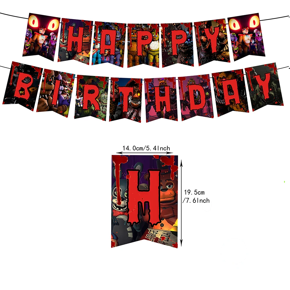 FNAF Puntelli per la impostazione della scena Five Nights at Freddy's Party Stoviglie Banner Topper Bandiera appesa Simpatici palloncini Decorazione di compleanno