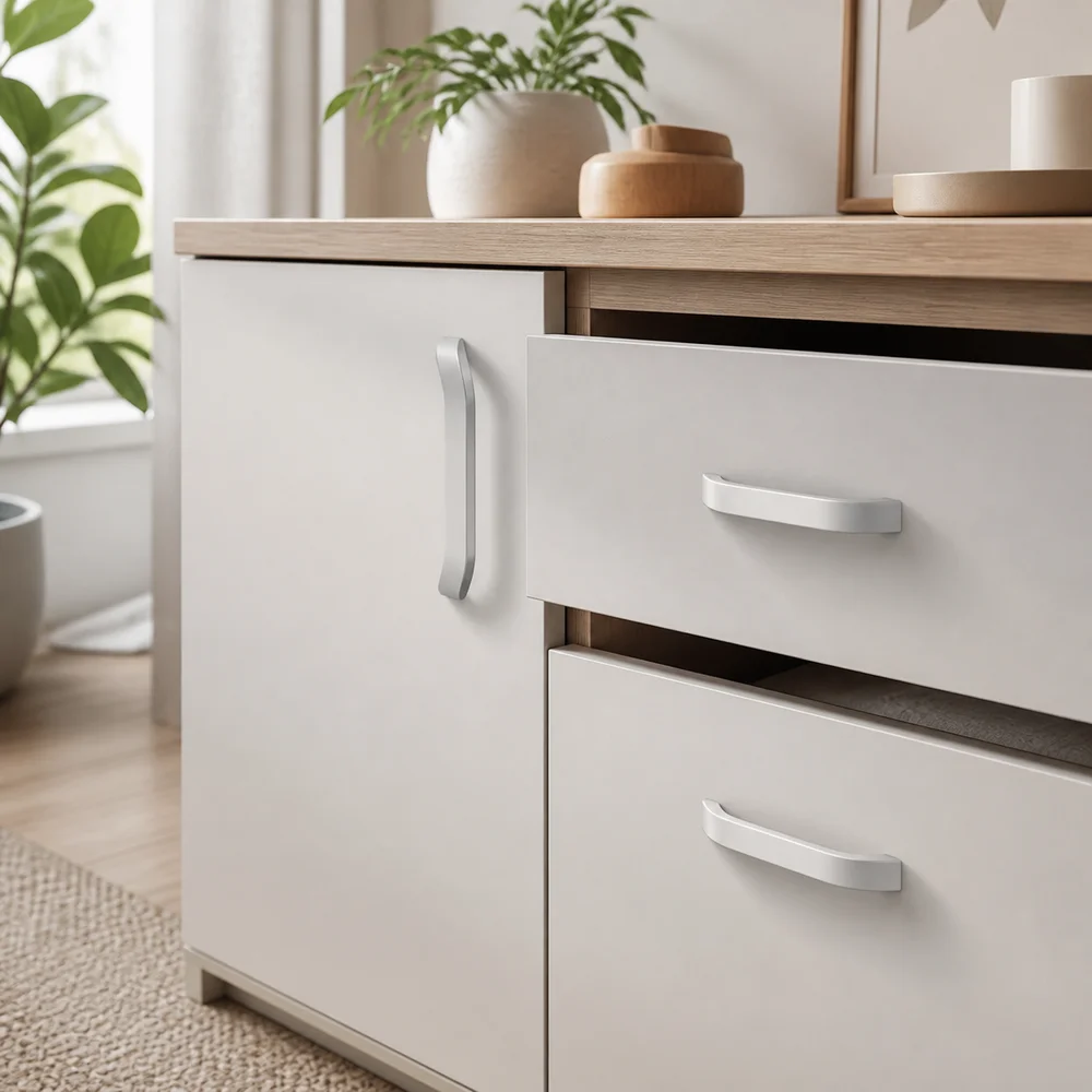 Nordic Style Cabinet Handles Minimalist Rounded Grip Drawer Handles Curved Shape Corrosion Resistant Wardrobe Handles