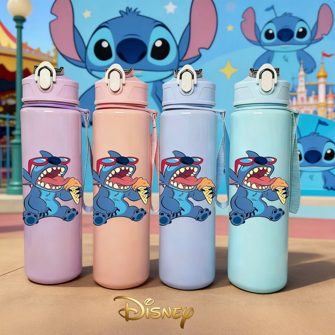 

3D Printed Disney Stitch Water Bottle, New Push-Button Flip-Top Cap, Reusable Lightweight Travel Bottle, Wacky & Playful Design