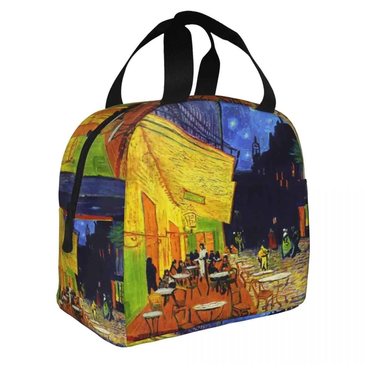 Cafe Terrace At Night Van Gogh Paris Scenery Insulated Lunch Bags High Capacity Art Starry Thermal Bag Lunch Box Tote Outdoor