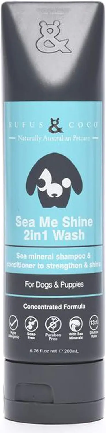 Champú y acondicionador para perros con sal marina natural | Fragancia fresca, hipoalergénica y sin sulfato | Caja fuerte para gatos y perros