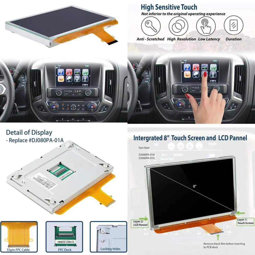 

8-дюймовый ЖК-монитор с сенсорным экраном, стеклянный дигитайзер, навигационная радиостанция, замена DJ080PA-01A, подходит для 2015 2016 2017 2018 Chevy Silverado