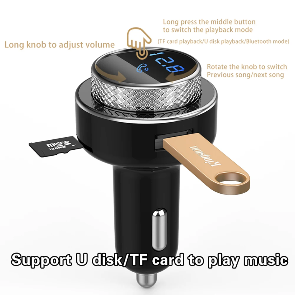 GC16 FM-передатчик Bluetooth Handsfree MP3-плеер QC3.0 Автомобильное зарядное устройство с двумя USB-портами