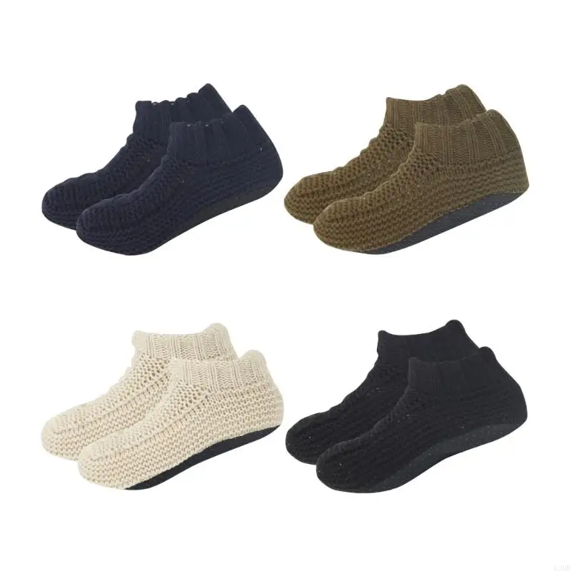 

L38E женские противоскользящие вязаные зимние носки акриловая теплая домашняя обувь для использования в помещении