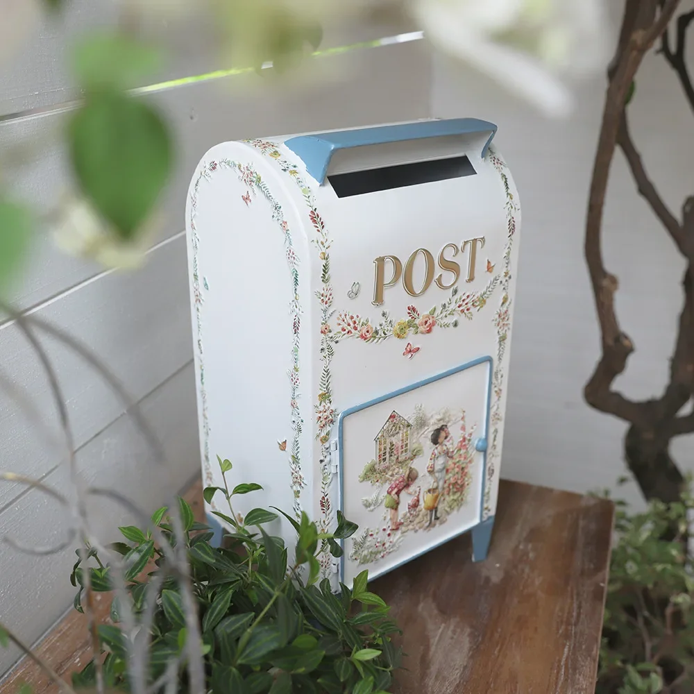New Standing  Wrought Iron Mailbox Decorative Ornament Garden Horticultural Outdoor Waterproof Three-dimensional Relief