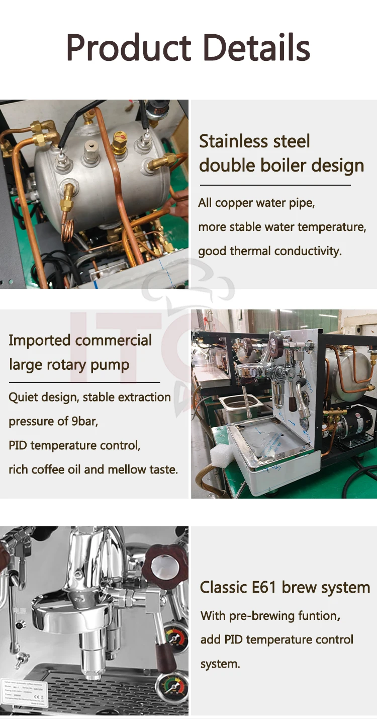 ITOP E61B półautomatyczna ekspres do kawy pompa rotacyjna do spieniania mleka podwójny kocioł automatyczny komercyjna kawa wodociągowy