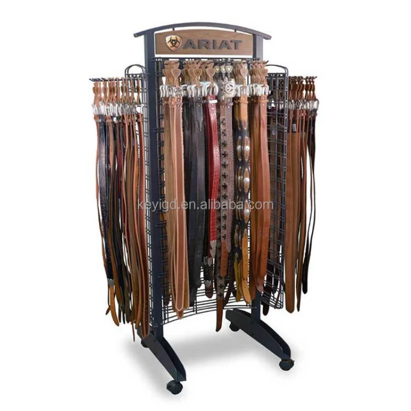 custom.Custom Modern Retail Store Metallhakenständer Gürtel Display Rack mit Werbetafel