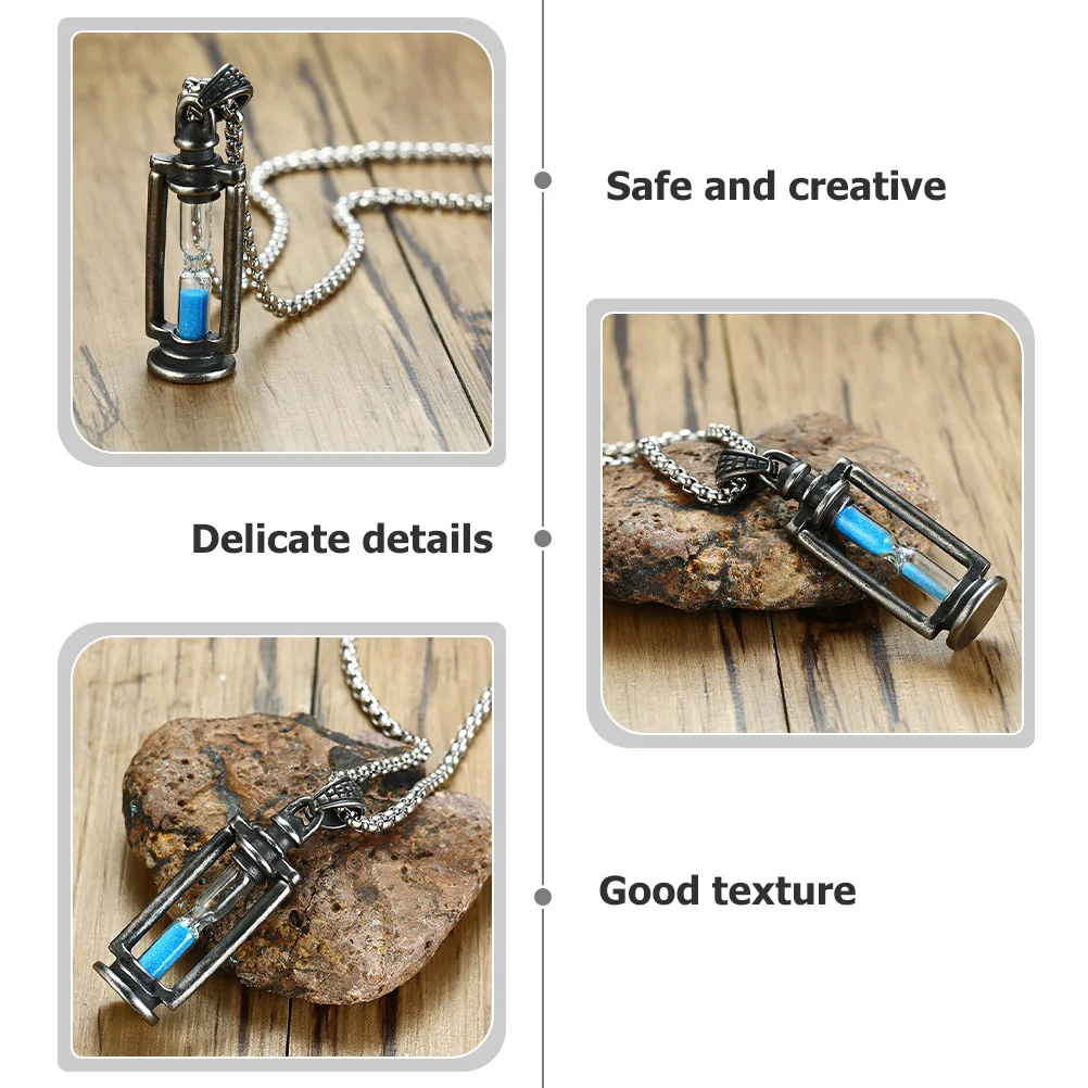 

Hourglass Necklace Men Titanium Steel Unique Design Charming Sand Timer Pendant Sweater Chain Vintage Hourglass Jewelry for Men