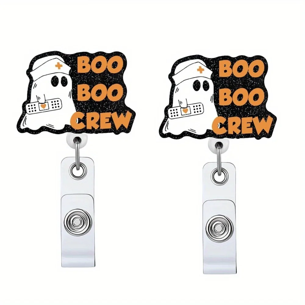

Катушка для значка Boo Boo Crew на Хэллоуин, 2 шт. Подарок с идентификационной клипсой для медсестер, врачей и медицинского персонала.