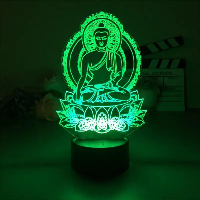 3D Night Light Buddha Sakyamuni Nightlight with Touch Sensor 7/16 Colors Remote Table Lamp Home Desk Lamp for Festival Gifts