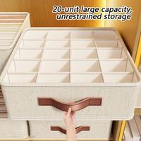 Underwear Organizer For Closet Sock Storage Box Space-Saving Multifunctional Underwear Storage Box With 20 Grids For Bedroom