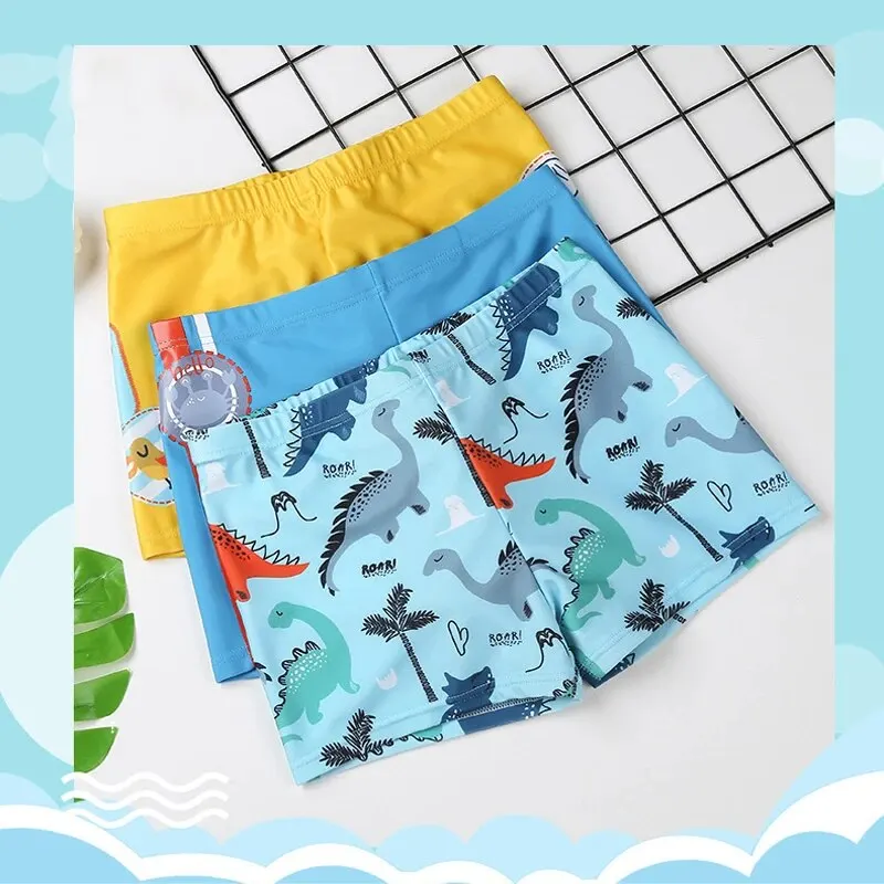 Summer Boys Flat Corner Polyester Medium Children Cartoon Beach Hot Spring Little Boys Water Park Swim Trunks