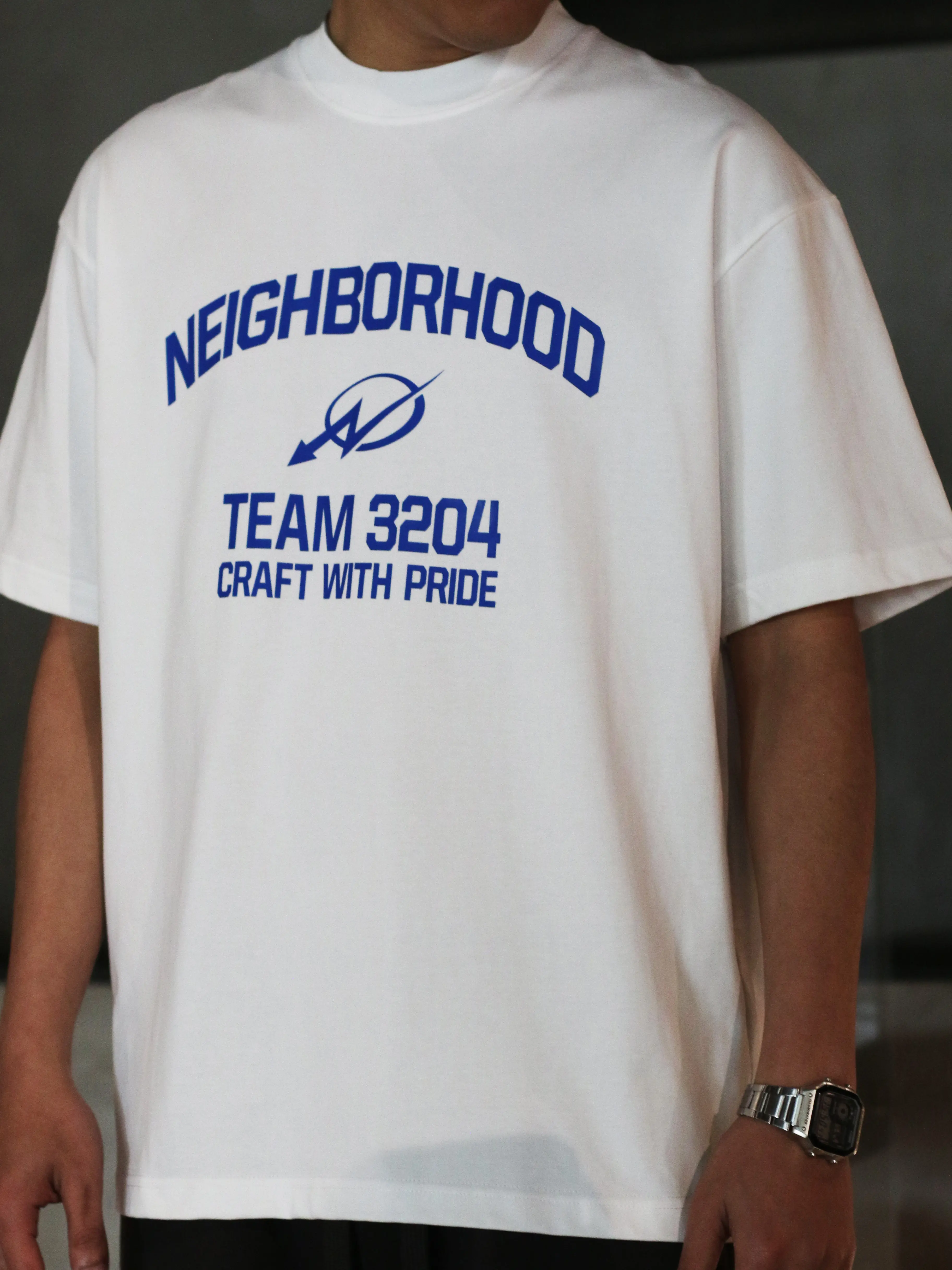 

NBHD 25SS Новая летняя мужская футболка из плотного хлопка (280 г) с коротким рукавом, свободного кроя, с воротником-стойкой, повседневный топ