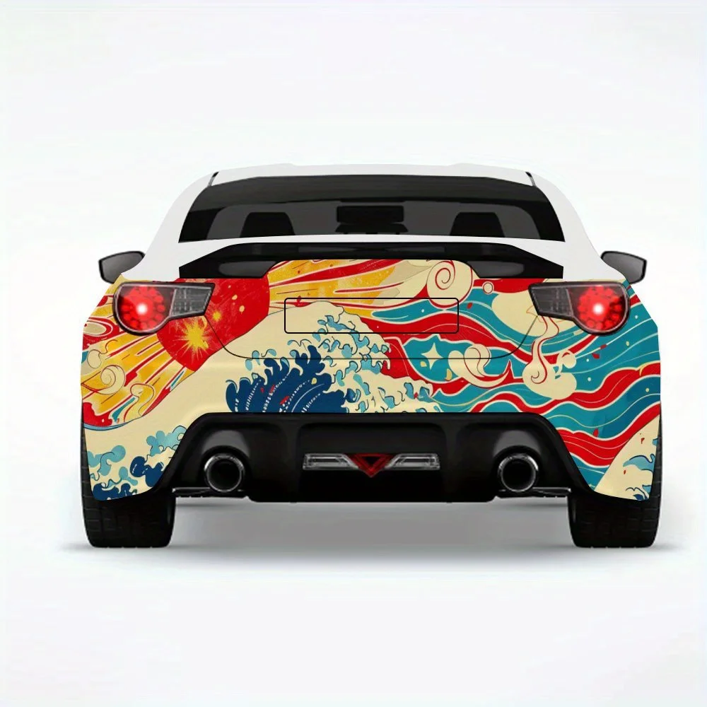 

Retro Sun Wave Adventure Car Sticker,Vinyl Decal for Car Rear, Waterproof Self-Adhesive Vinyl Stickers for Vehicle Tail and Bump
