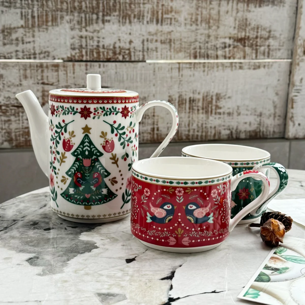 

Cisas Cerc Tea Set with Coffee Cup Birthday Gift ternoon Teaware Kit Home Use New 2025 Vintage Pattern Covered Mug