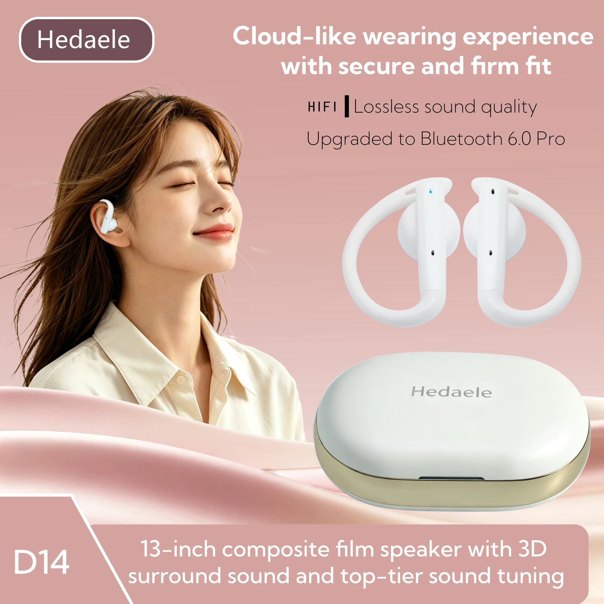 Usb C Earphone - หูฟังไร้สาย Hedaele D14 OWS แบบเปิดหู บลูทูธ