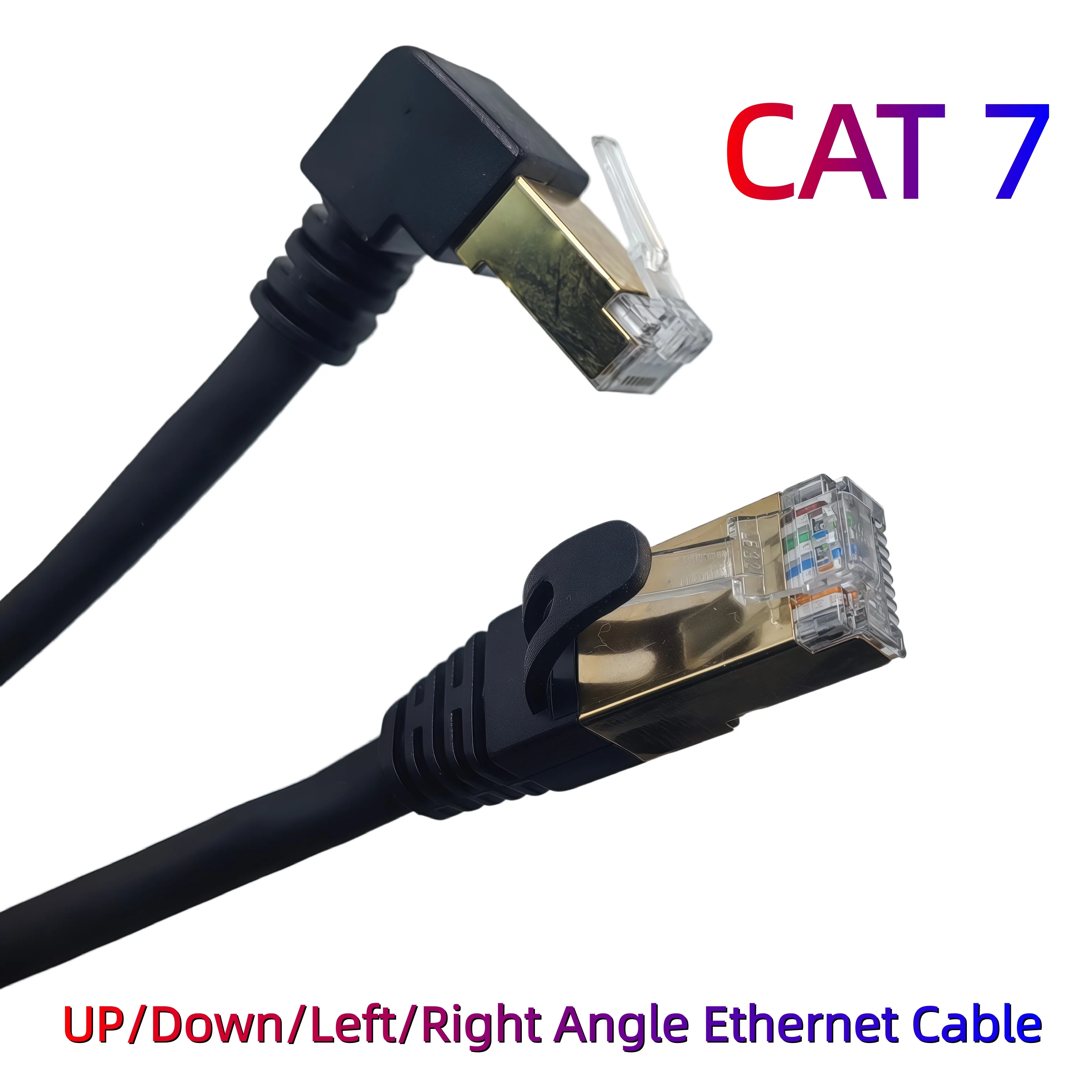Right Angle 90 Degree Cat7 Ethernet Cable Lan Cable SFTP RJ45 Network Cable for Compatible Patch Cord for Computer Router Laptop