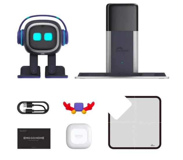 Emo Robot with Automatic Recharge Device, Children's Toys, Voice Electronic Pets, Christmas Gift for Reindeer Antlers