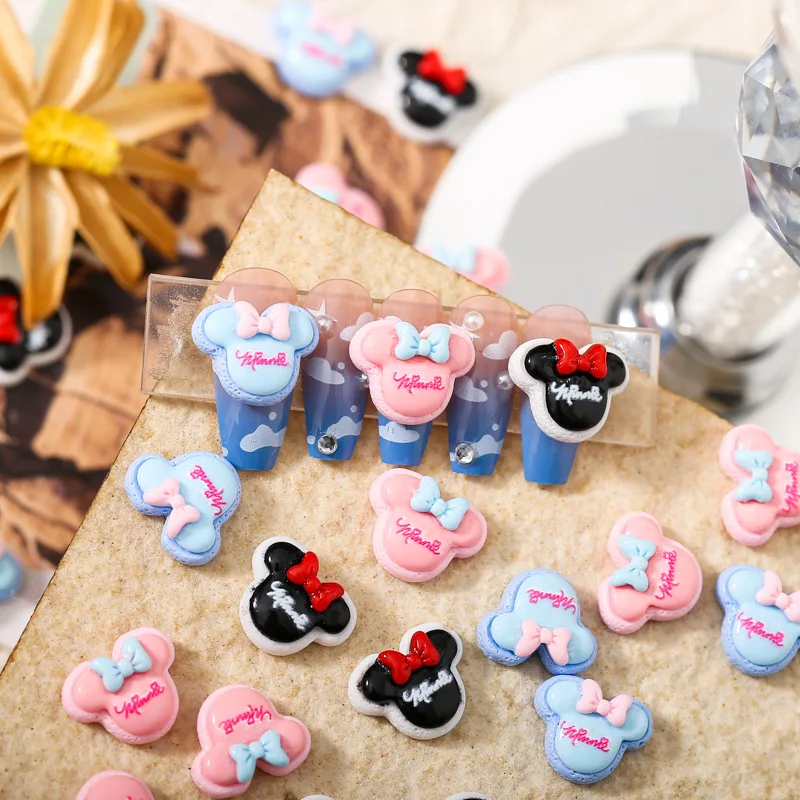 

5pcs disney letter mickey mouse resin flatback cabochons for diy jewelry making cartoon handmade crafts materials