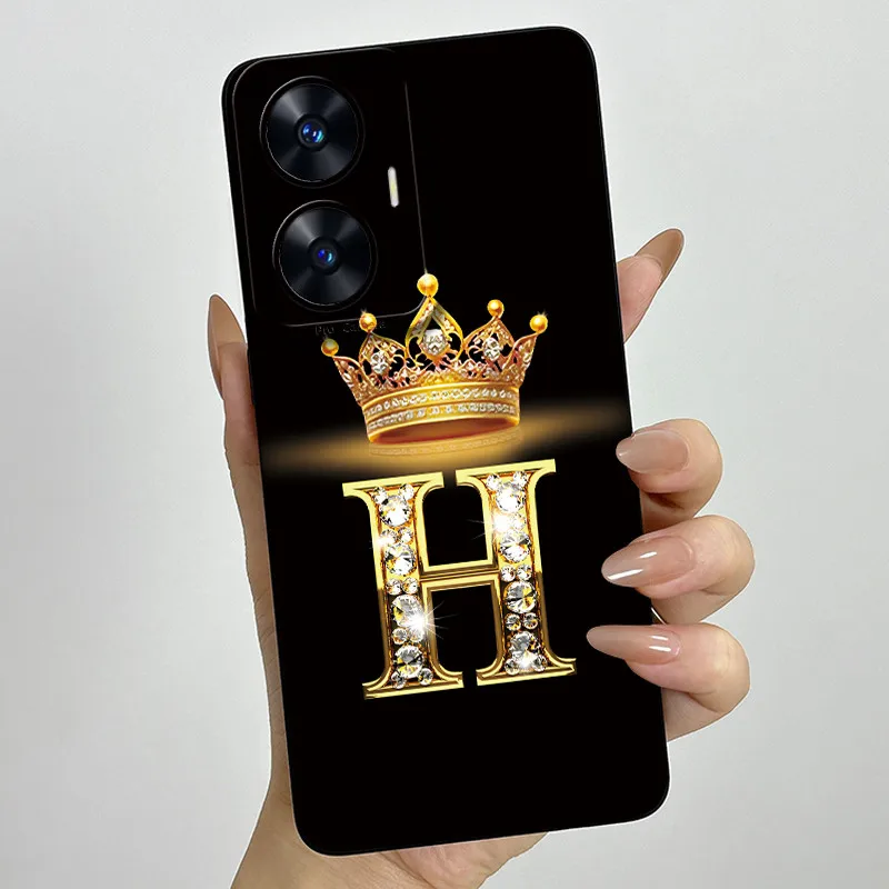 เคสโทรศัพท์ซิลิโคนนิ่มลายตัวอักษรหรูหราสำหรับ Realme C55 RMX3710 สำหรับ Realme Narzo N55 C 55 RealmeC55 NarzoN55 ป้องกันการกระแทก