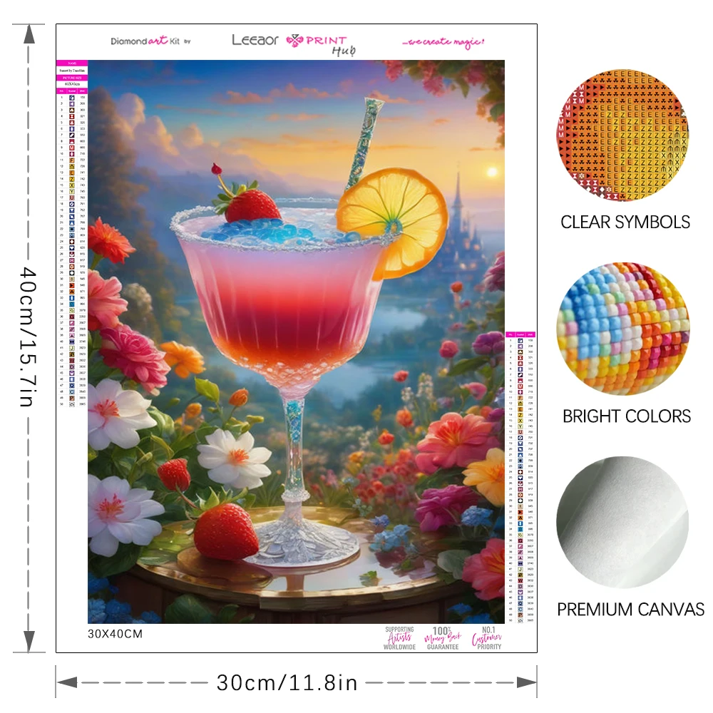 Strawberry Mojito Diamond Painting Color Fantasy Cocktail Full Rhinestone Mosaic Handmade Cross Stitch Kit Landscape Home  Decor