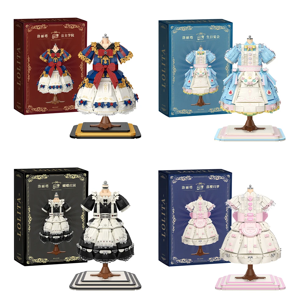 

New Cute Lolita Skirt Clothing Building Blocks DIY Princess Skirt Mini Model Anime Girl Toy Birthday Gift
