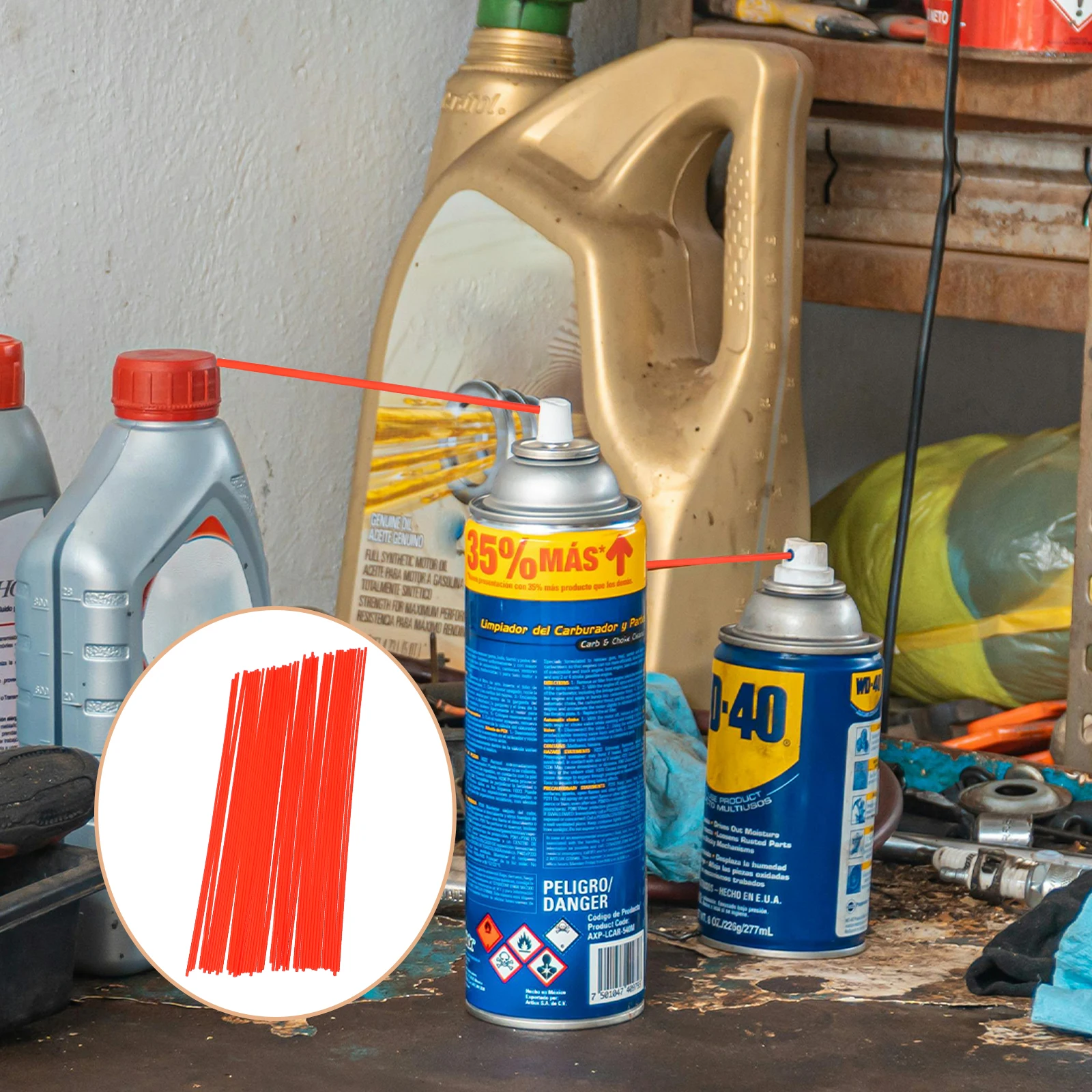 

50pcs Red Spray Can Nozzle Replacements Lubricant Sprayer Extension Tube Durable For Rust Removal Acid Alkali Resistant Tool