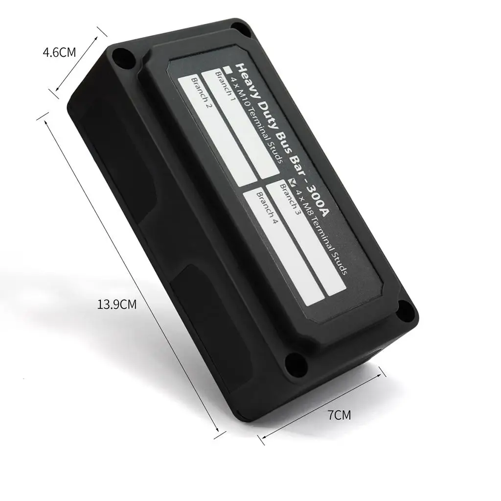 4 Way Bus Bar 300A Electrical Distribution Block Durable Terminal Box with Label Area for DIY Automotive Electrical System