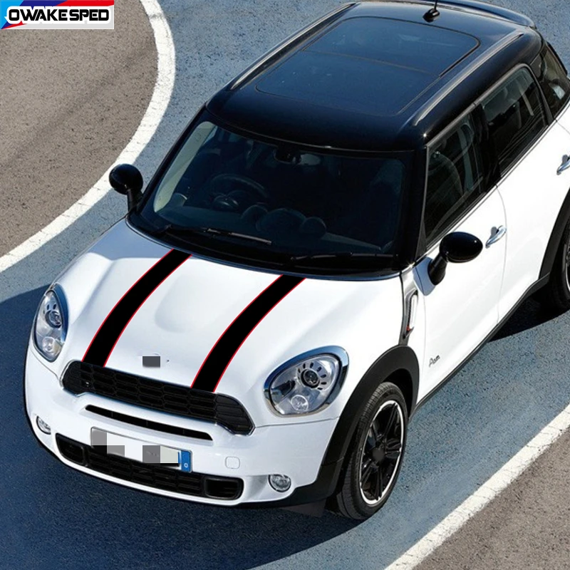 1set Racing Sport Stripes Car Hood Tail Decal Engine Cover Decor Stickers For Mini Cooper S Clubman F54 F55 F56 F60 R55 R56 R60