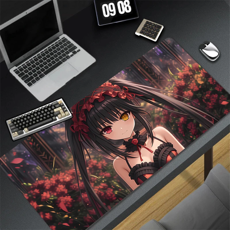 Pattern Game Mousepad Pad Rubber Mouse Mat T-tokisaki Kurumi Desk Gaming Non Slip Table Mat Gamer Cabinet Mousepad Keyboard Pad