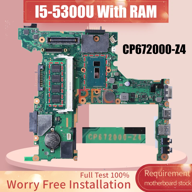 CP672000-Z4 Laptop Motherboard I5-5300U SR23X With RAM Notebook Mainboard