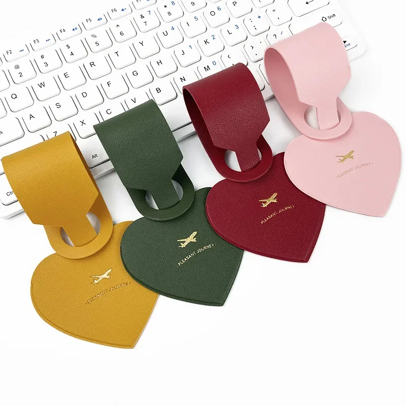 Heart-shaped PU Luggage Tag Women Men Flight Holiday Travel Accessories Suitcase Tags Name ID Address Lable Bag Tags for Luggage