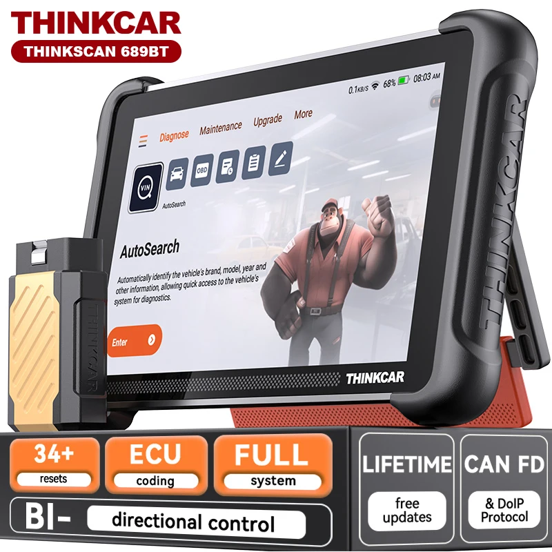 THINKCAR THINKSCAN 689BT Auto Scanner ECU Coding Bi-directional 34 Reset DOIP CANFD Professional Car Diagnostic Tools