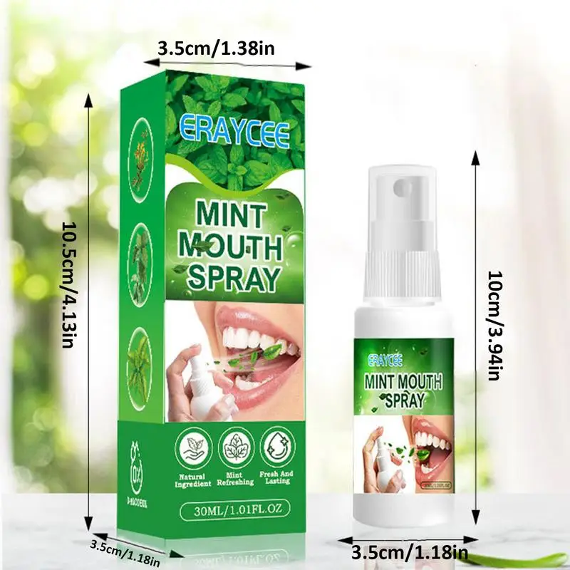 Mint Oral Care Mist, Spray de boca para respiração, hortelã suave, hidratante, spray bucal portátil, lutas, mau hálito, 30ml