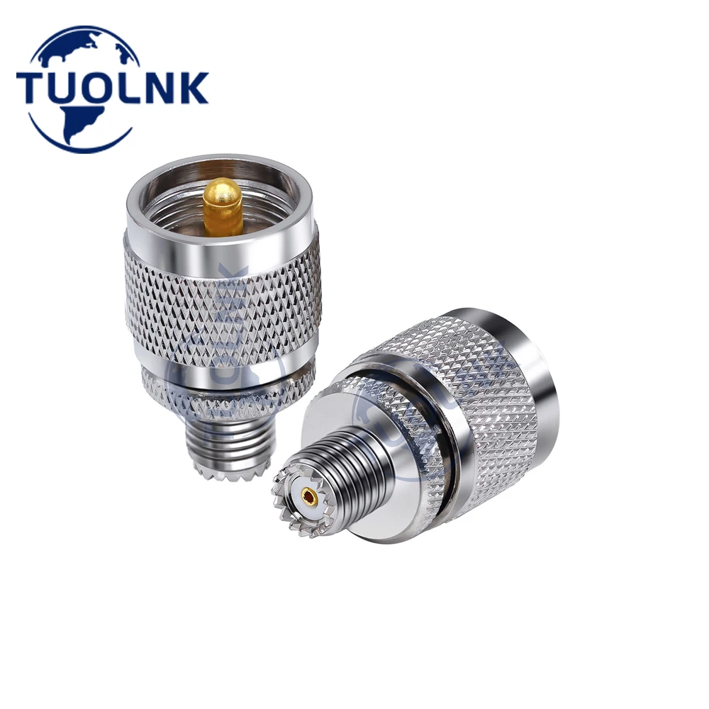 Mini UHF Female to UHF Male Coax Connector PL259 UHF Male Plug to Mini UHF Female Jack RF Coaxial Adapter for Coax Cable 2pcs