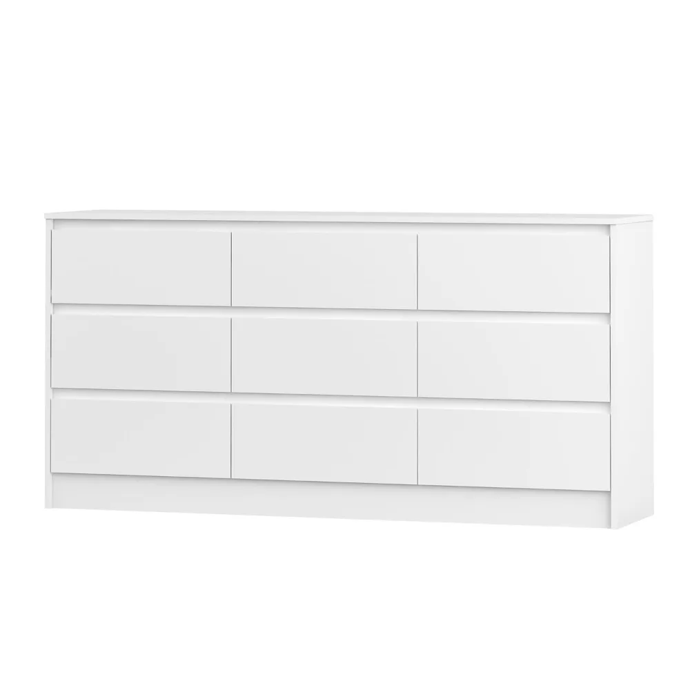 

Modern 9 Drawer Wood Dresser for Bedroom, Large Floor Storage Drawer Cabinet Lateral Chest of Drawers Handle Free, Customized