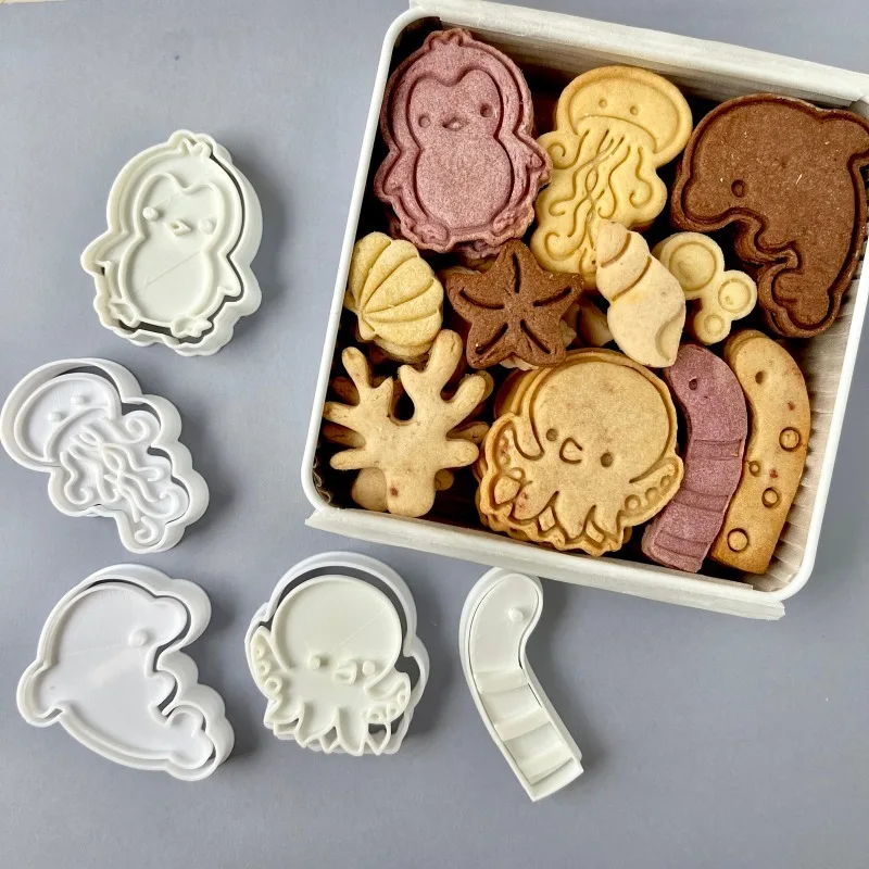 Eel Seahorse Dolphin Octopus Fondant Tools Biscuit Moulds Sea World Cookie Cutter Sugar Craft Baking Pastry Stamp Mold
