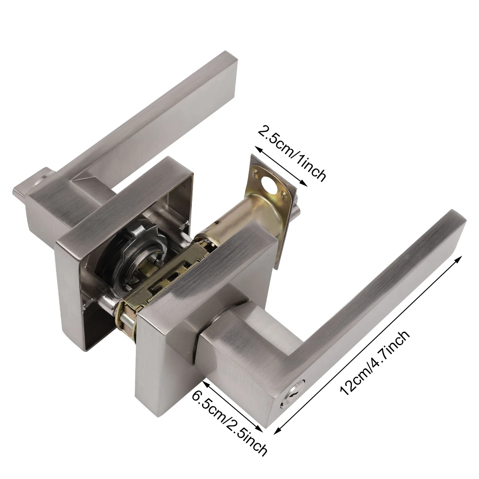 Palancas de puerta cuadradas de aleación de Zinc galvanizado con cerradura de privacidad, para dormitorio y baño, aleación de Zinc hecha de alta resistencia, 5 paquetes