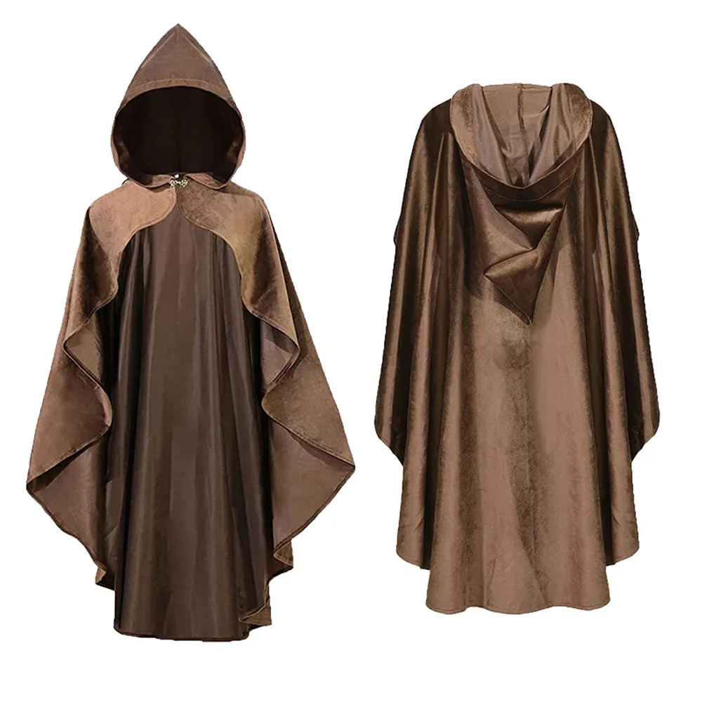 Women Pixie Hooded Cloak Adult Medieval Ancient Archer Cape Halloween Witch Outfit Celtics Gothic Cosplay Clothing