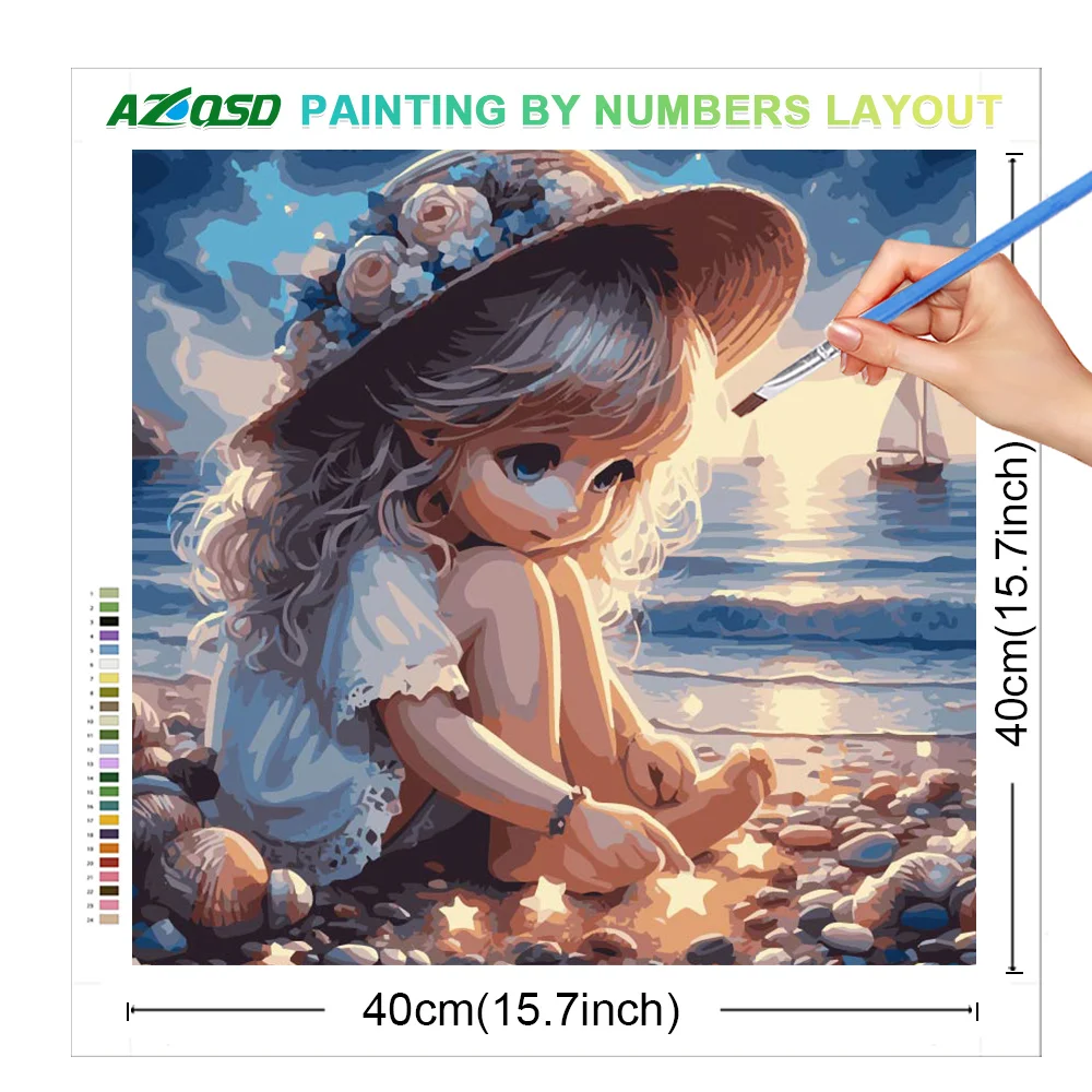 AZQSD Painting by Numbers Girl Portrait Coloring Drawn Picture on Canvas Figure Art Europe Decorative for Home Wall Decoration