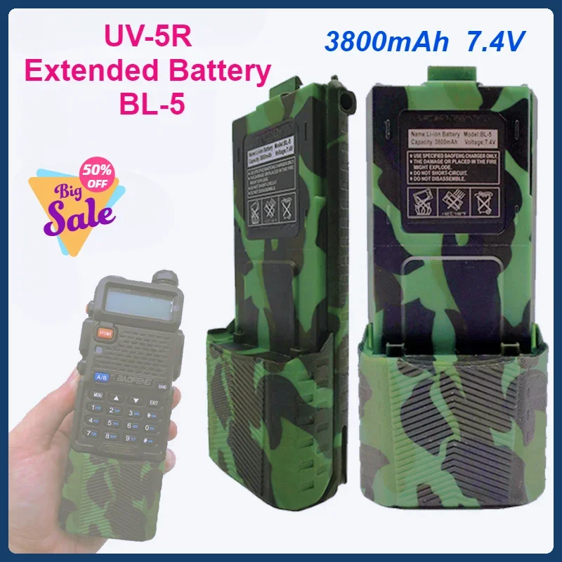 SWZY BL-5 3800mAh 7.4V UV-5R Extended Battery UV 5R USB Charge Cable for Baofeng Walkie Talkie UV5R UV-5RE BF-F8+ UV-5RA Camoufl