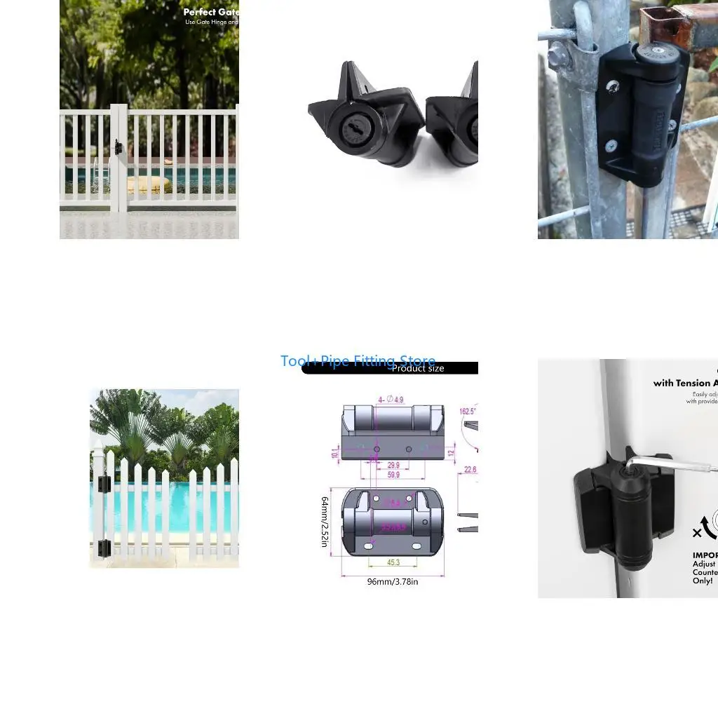F92B Auto Closing Spring Hinges Strong Weatherproof Safety Hinge set 2Pcs for Gate