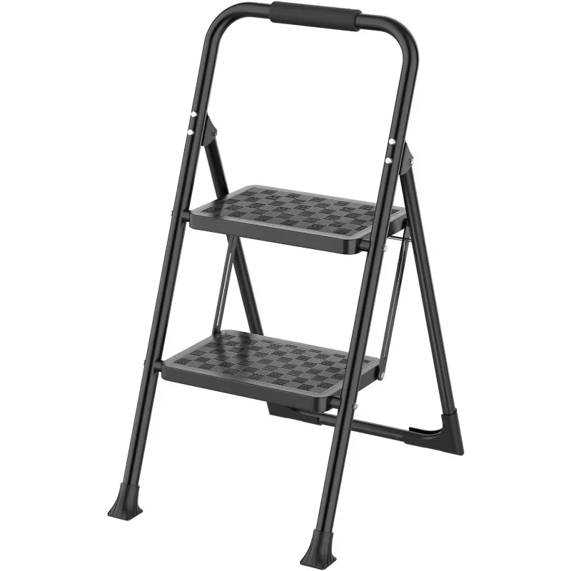 2 Step Folding Ladder Stool, 330 lbs Capacity with Wide Anti-Slip Pedal Ergonomic Design for Outdoor Camper Trips