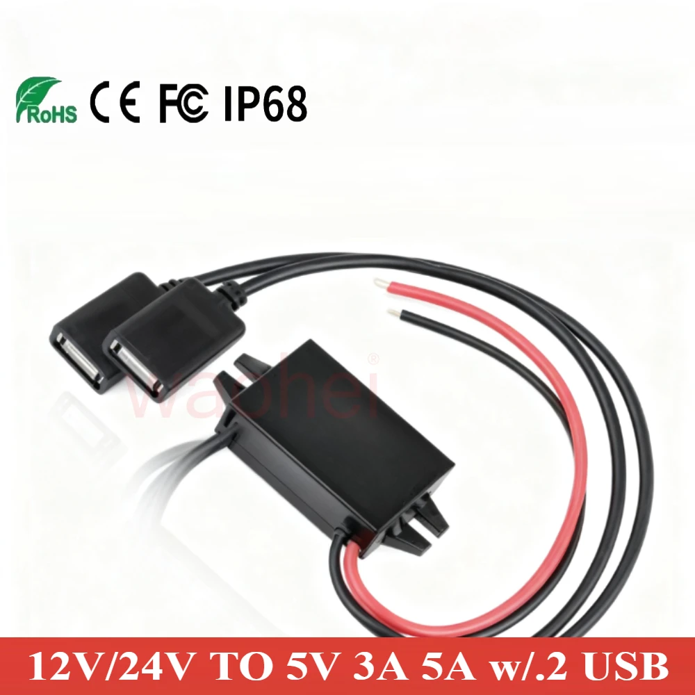 

DC-DC 12V 24V to 5V 3A 15W Type-C USB Step Down Voltage Power Supply Car Power Converter Output Adapter with Reverse Protection