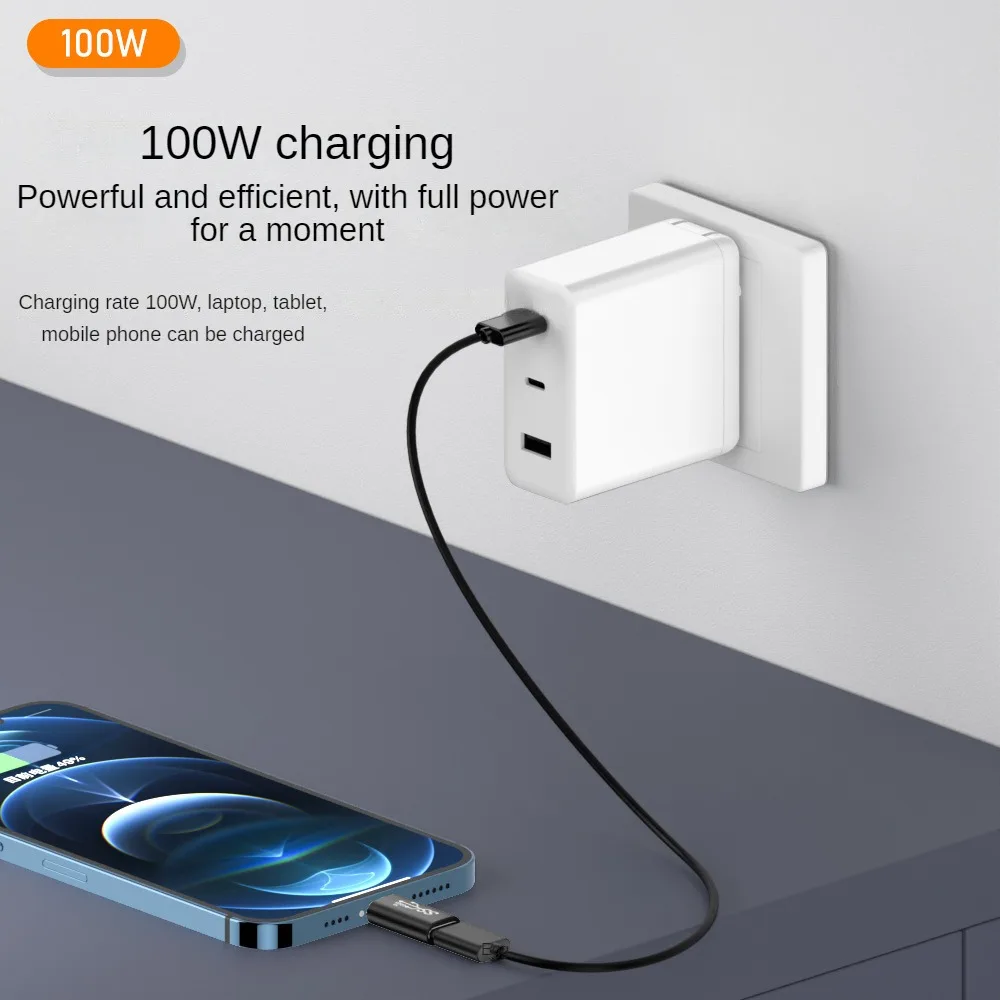 Adaptador de Cable conector de carga rápida, Transmisión eficiente de alta velocidad, resistente al desgaste, convertidor de Cables digitales, 10gbps, 100w