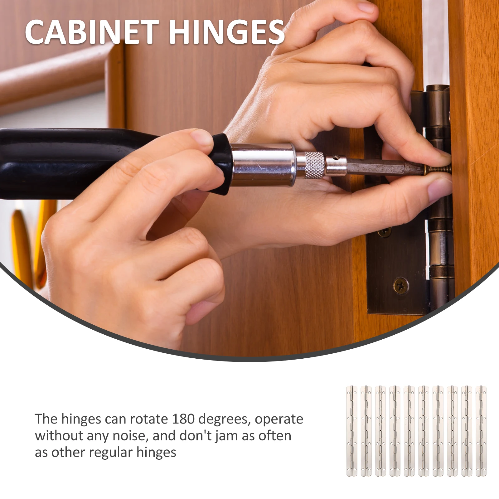 

10pcs Nickel-colored for Cabinet Door Smooth Opening Closing Durable Cabinet Hinge Accessories Hinges Durable Furniture Hardware